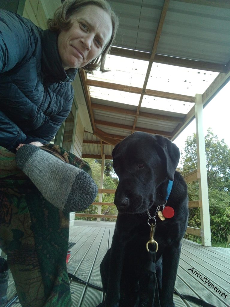Antnz sitting on Left with ADNZ Ben looking at her foot